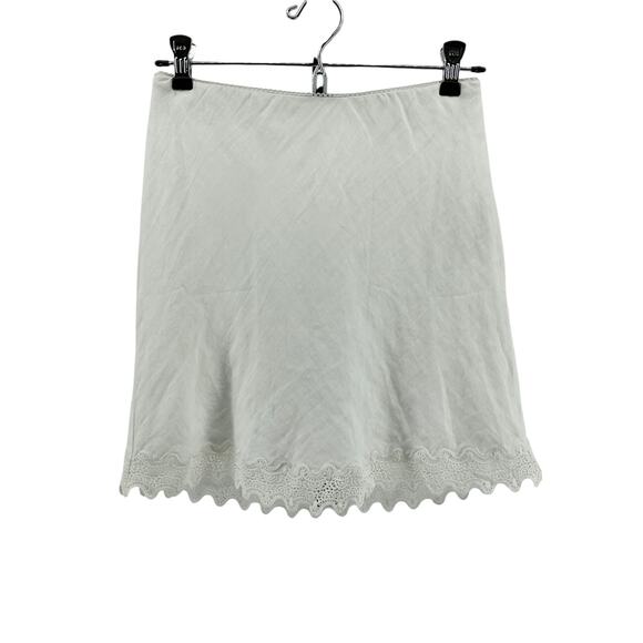J.Crew Petite Gwen White Linen Lace-Trim Slip Skirt Size XS Petite - Picture 2 of 6
